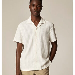 J Crew Short Sleeve Cotton Dobby Camp Collar Shirt Mens Small Bisque